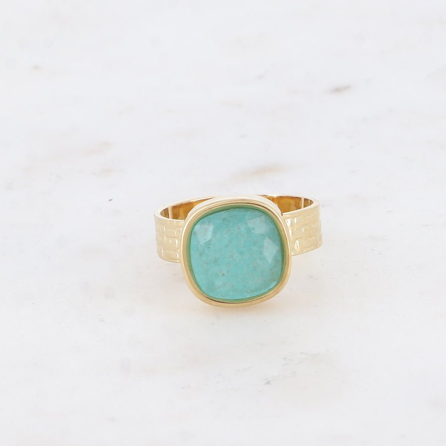 The Aurora Amazonite Healing Gemstone Ring Tarnish Free Gold