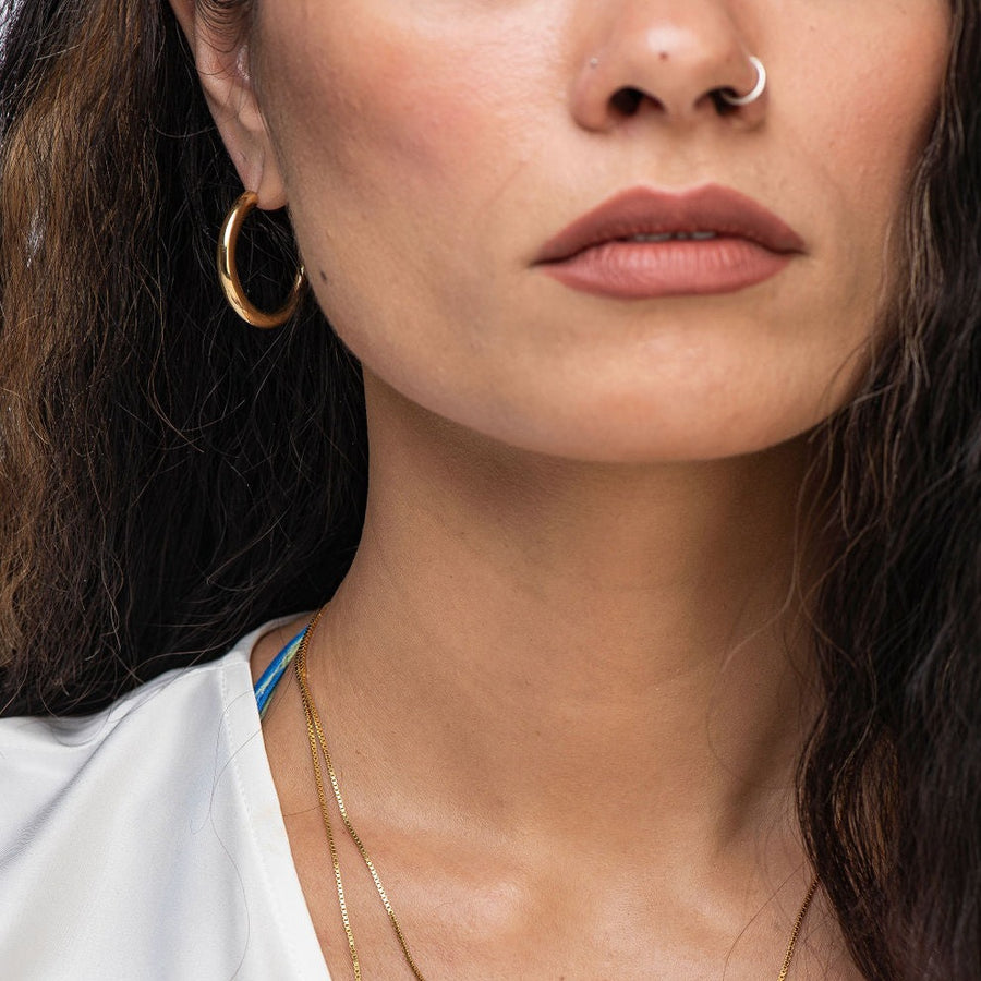 The Lola 3cm Lightweight Tarnish Free Chunky Gold Hoops