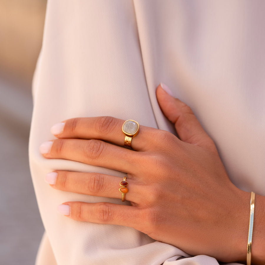 The Aurora Amethyst Healing Gemstone Ring Tarnish Free gold