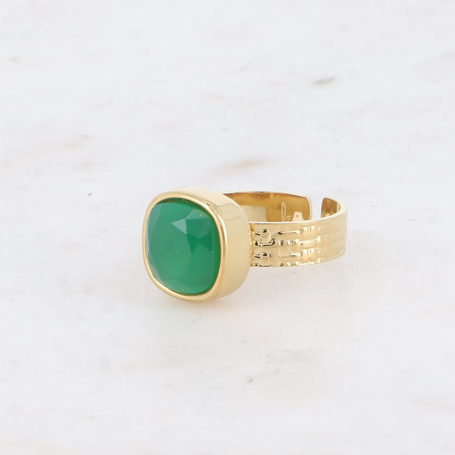 The Aurora Green Agate Healing Gemstone Ring Tarnish Free Gold