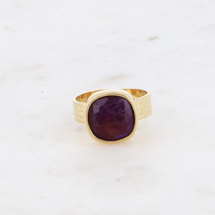 The Aurora Amethyst Healing Gemstone Ring Tarnish Free gold