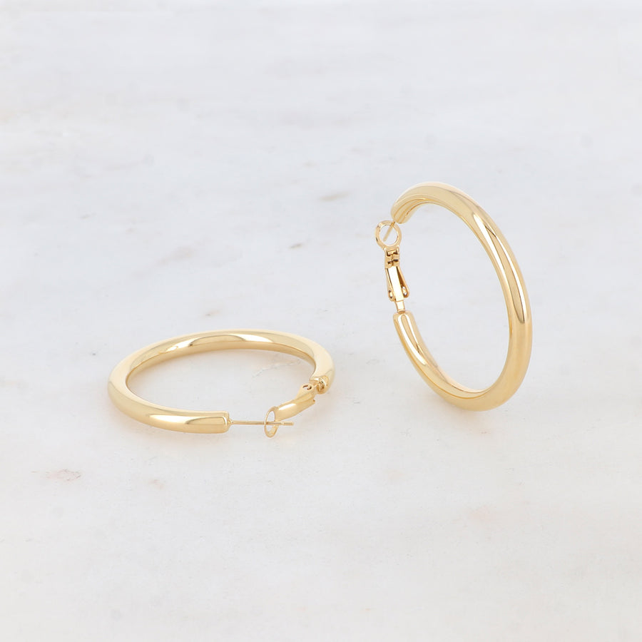 The Lola 3cm Lightweight Tarnish Free Chunky Gold Hoops