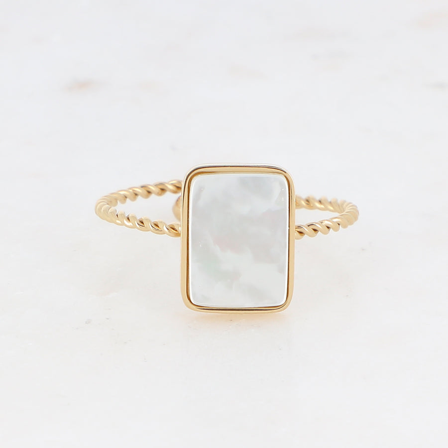Tiana Mother Of Pearl Ring. Tarnish Free Gold