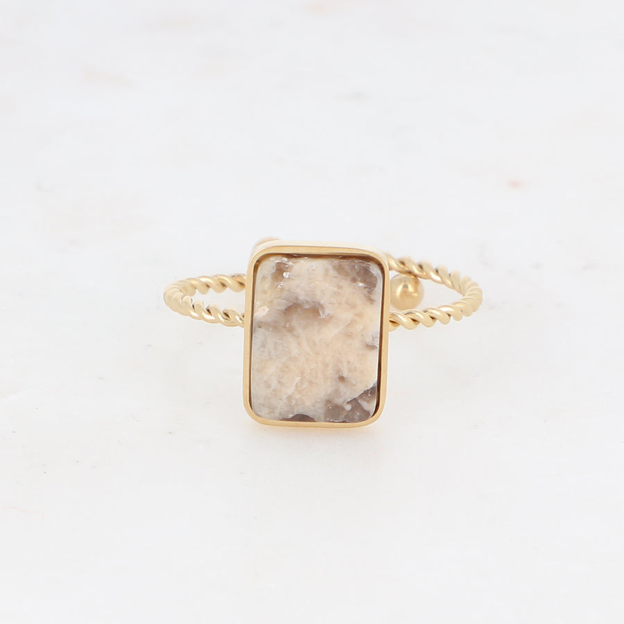 Tiana Jasper Healing Gemstone Ring, Tarnish Free Gold