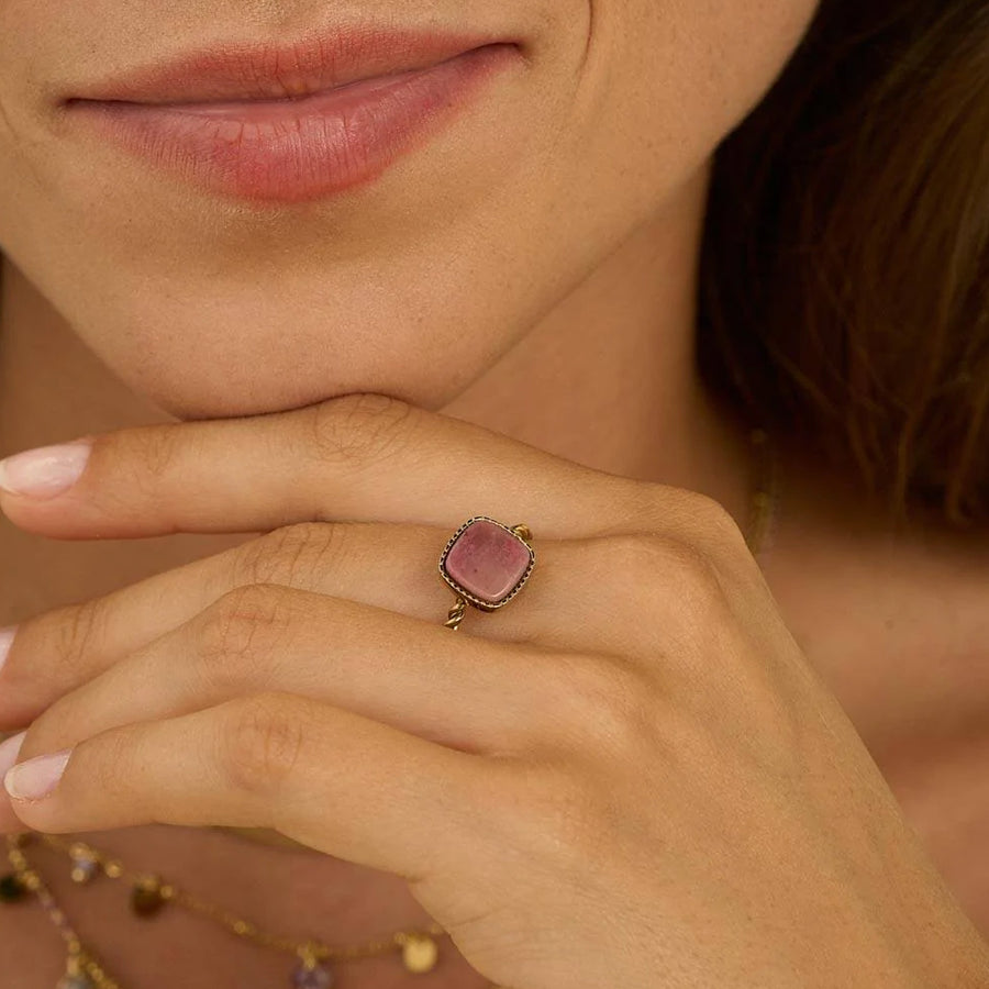 LIANA AMAZONITE WATERPROOF GOLD HEALING RING