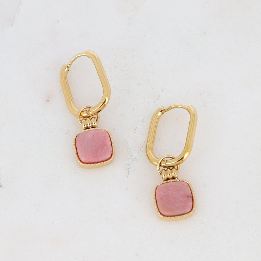 LIANA PINK RHODONITE WATERPROOF HEALING EARRINGS