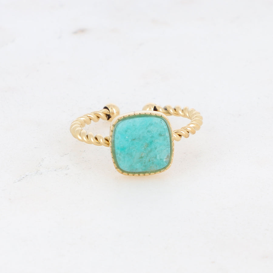 LIANA AMAZONITE WATERPROOF GOLD HEALING RING