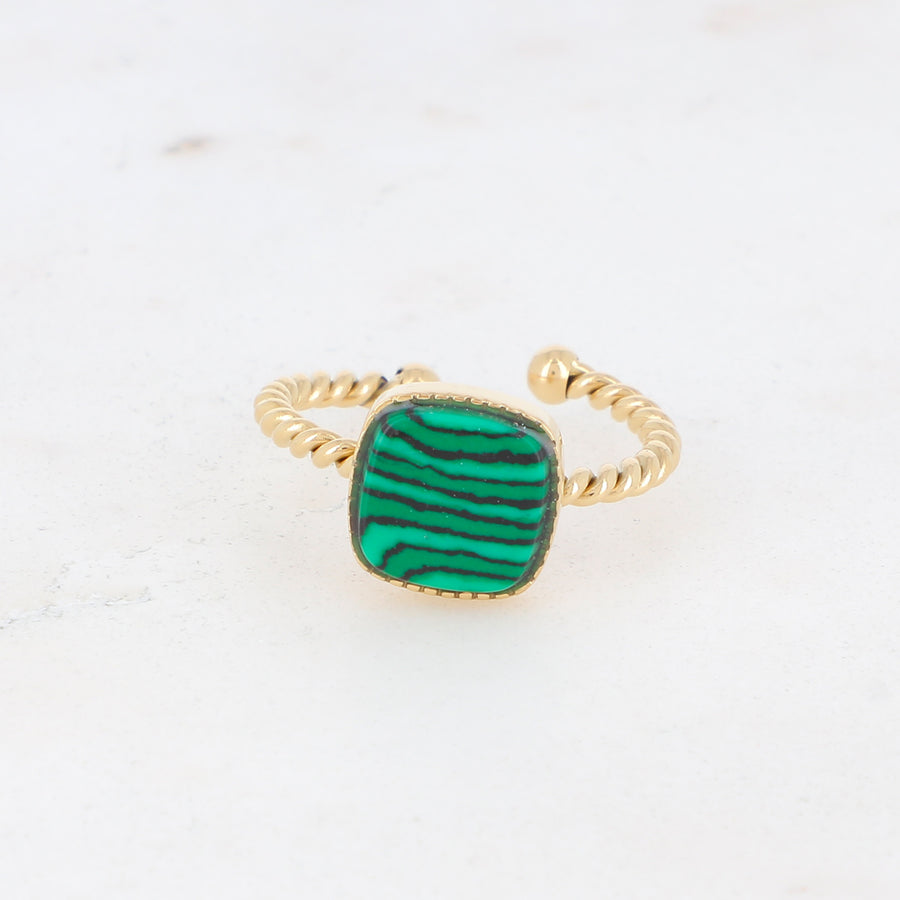 LIANA MALACHITE WATERPROOF GOLD RING